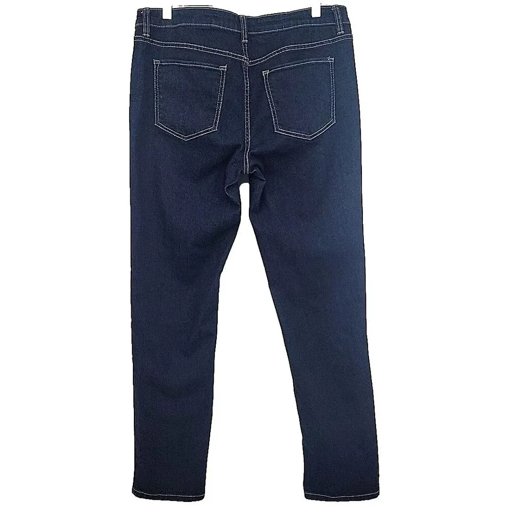 Liz Claiborne Womens Jeans Size 12 City Fit Skinny Leg Dark Blue 34x30.5 - Picture 3 of 8
